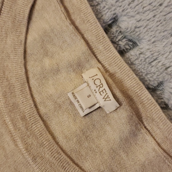 3/$20 JCrew Polka Dot Teddie Sweater Tan & Blue - Picture 3 of 3